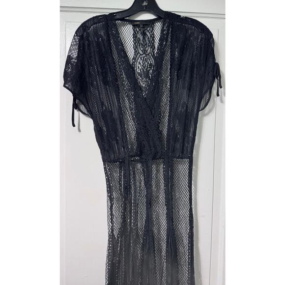 Maje Black Lace Sheer Cover Up Maxi Dress Size 1 - Picture 7 of 15
